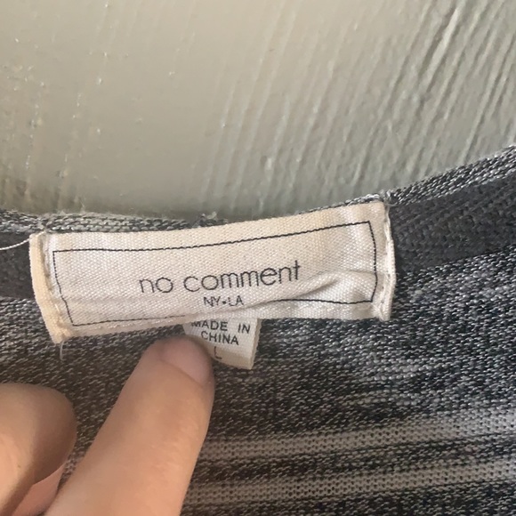 Gray/White striped long sleeved hooded tee - Picture 4 of 6